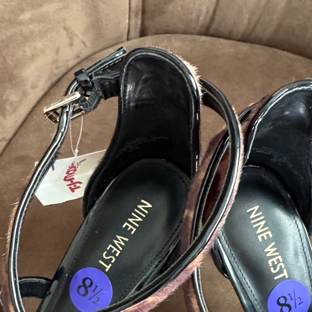 Nine West Leopard Print Strappy Heels - Picture 2 of 6
